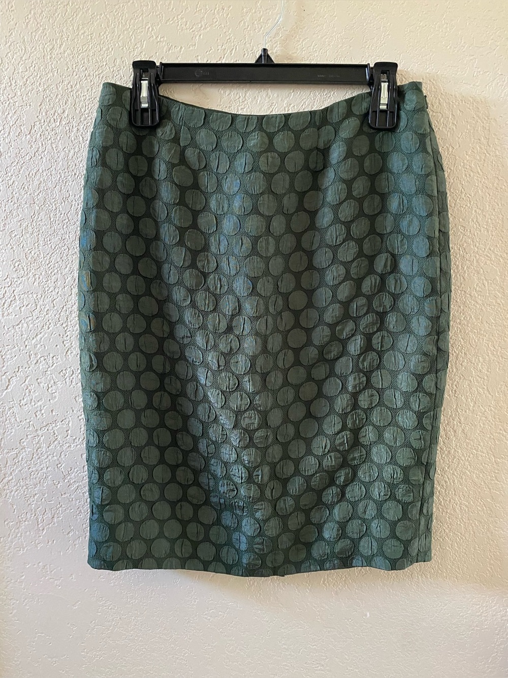 Anthropologie Maeve Green Polka Dot Pencil Skirt Size 4